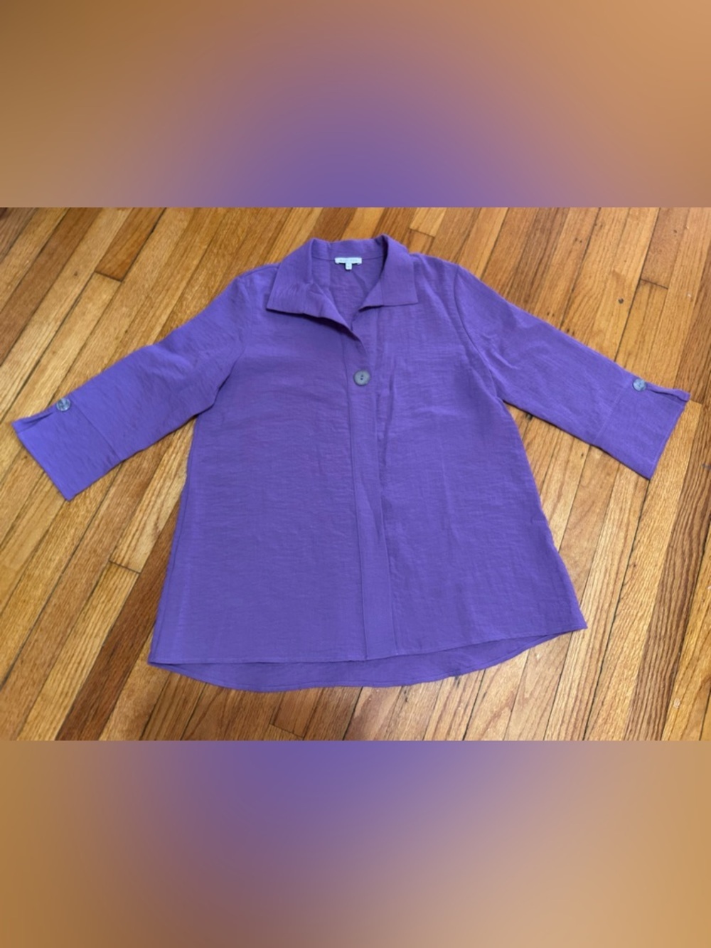 Habitat Top‎ Womens M Rayon Blend Button Lagenlook Long Sleeve Purple Oversized